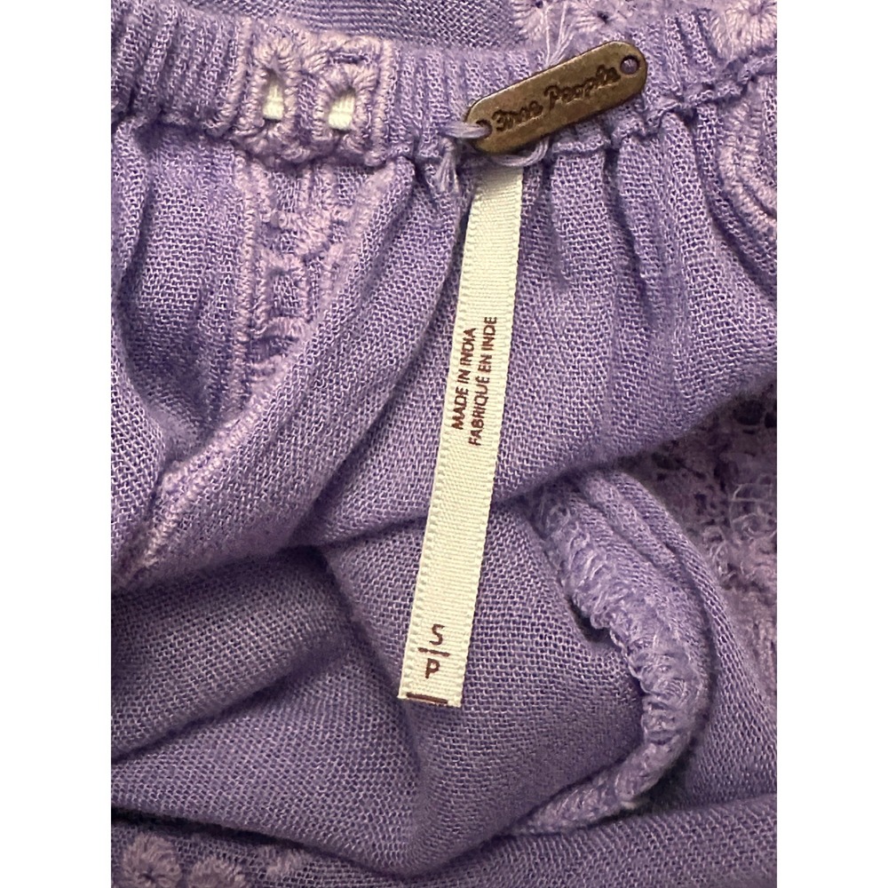 Free People Lavender Purple Embroidered Eyelet Lace Tunic Top Boho Size Small - Picture 8 of 10
